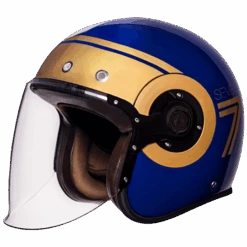 SMK Retro Jet Seven Blauw Jethelm