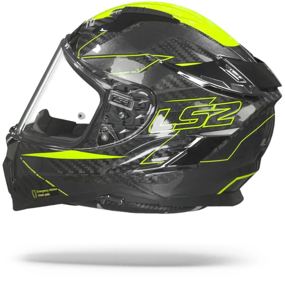 LS2 FF327 Challenger Carbon Fold Glans Hi-Vis Geel Integraalhelm 3 LS2 FF327 Challenger Carbon Fold Glans Hi-Vis Geel Integraalhelm - Afbeelding 3