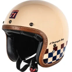 Helstons Course Carbon Fiber Beige Blauw Rood Jethelm