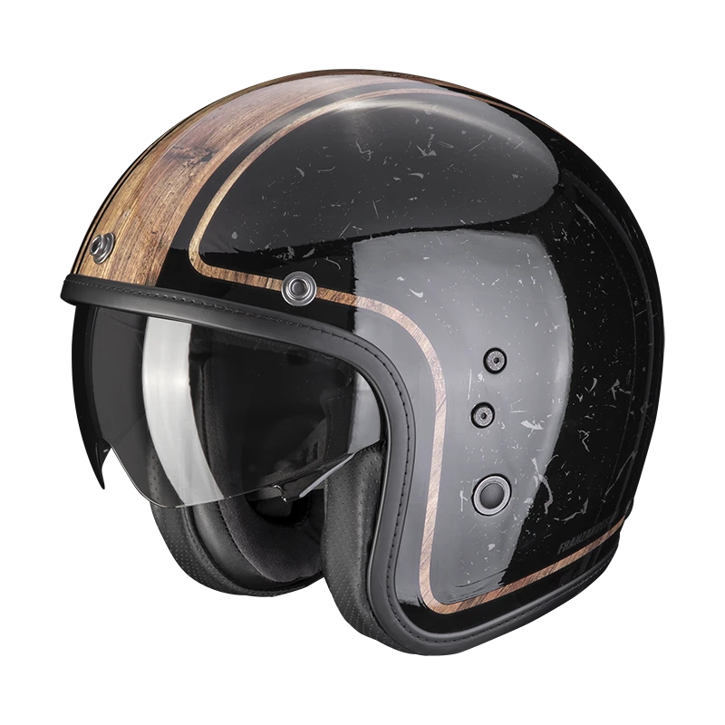Scorpion Belfast Evo Retrol Zwart-Brown Jethelm 1 Scorpion Belfast Evo Retrol Zwart-Brown Jethelm