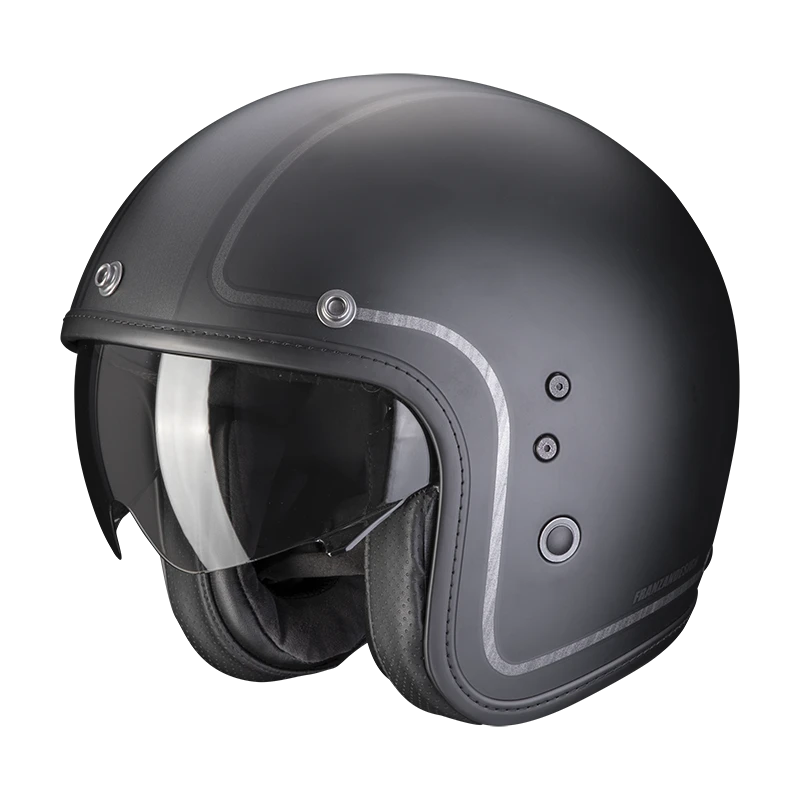 Scorpion Belfast Evo Retrol Mat Zwart-Silver Jethelm 1 Scorpion Belfast Evo Retrol Mat Zwart-Silver Jethelm