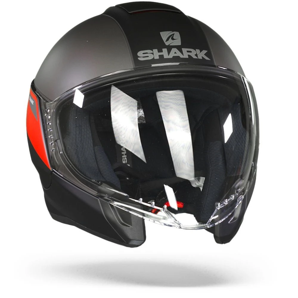Shark Citycruiser Karonn Mat Zwart Antraciet Rood KAR Jethelm 5 Shark Citycruiser Karonn Mat Zwart Antraciet Rood KAR Jethelm - Afbeelding 5
