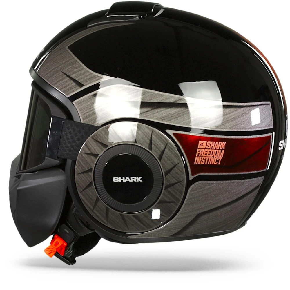 Shark Street Drak Tribute Rm Zwart Chrom Rood KUR Jethelm 5 Shark Street Drak Tribute Rm Zwart Chrom Rood KUR Jethelm - Afbeelding 5