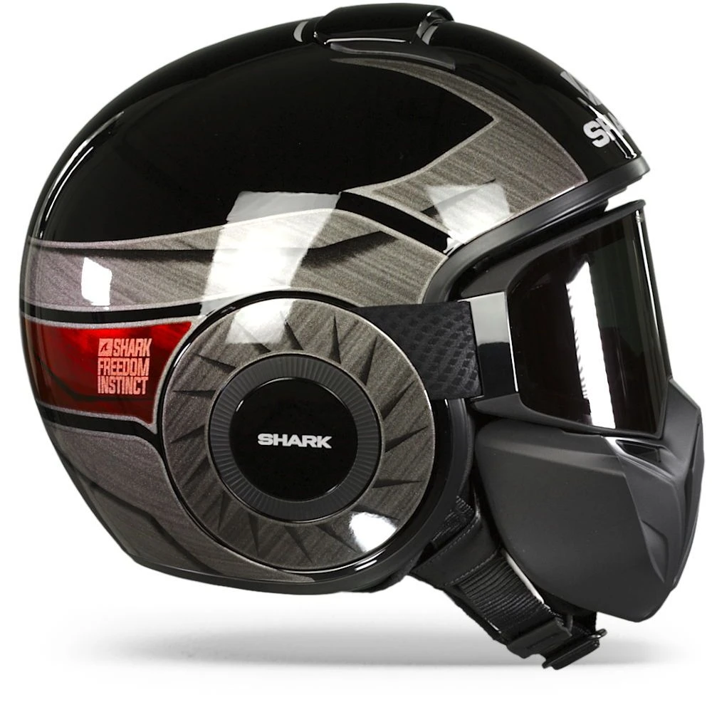 Shark Street Drak Tribute Rm Zwart Chrom Rood KUR Jethelm 2 Shark Street Drak Tribute Rm Zwart Chrom Rood KUR Jethelm - Afbeelding 2