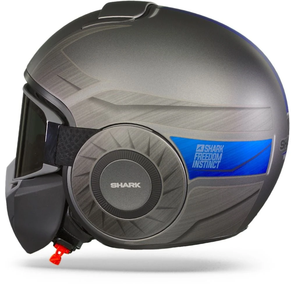 Shark Street Drak Tribute Rm Mat Antraciet Chrom Blauw AUB Jethelm 6 Shark Street Drak Tribute Rm Mat Antraciet Chrom Blauw AUB Jethelm - Afbeelding 6