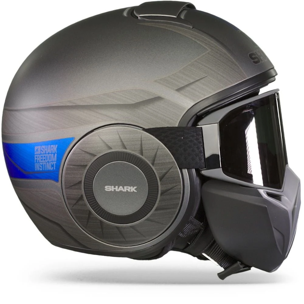 Shark Street Drak Tribute Rm Mat Antraciet Chrom Blauw AUB Jethelm 1 Shark Street Drak Tribute Rm Mat Antraciet Chrom Blauw AUB Jethelm